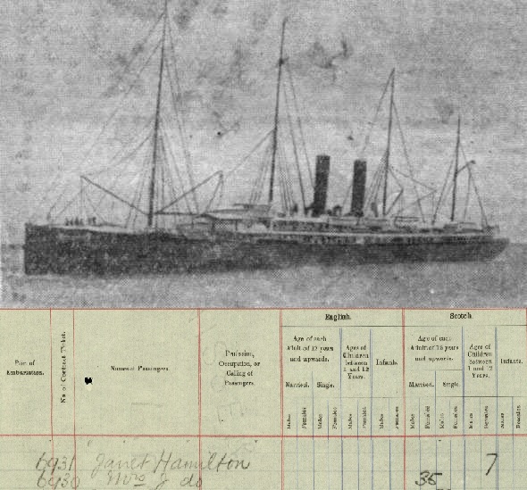 The RMS Orizaba and ship records showing Janet and Nettie as passengers